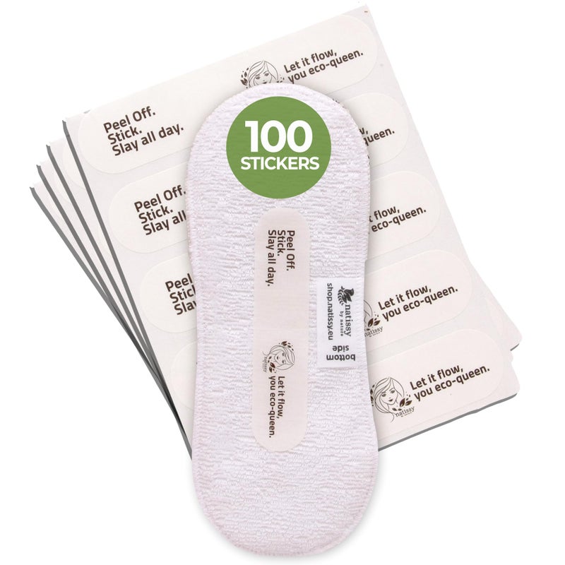 Adhesive Stickers for Wingless Reusable Period Pads & Panty Liners (100-Pack) â€“ Dermatologically Tested Attachment Tape â€“ Non-Irritating Sticky Strip â€“ Stay-Put â€“ No Residue After Washing â€“ Made in EU